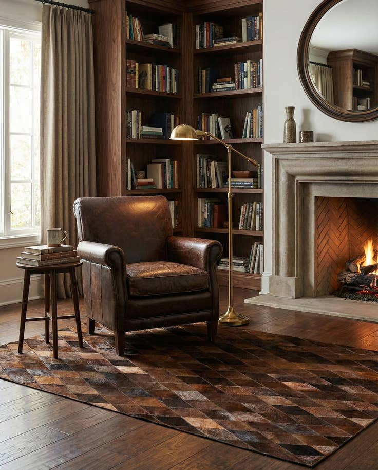 Detail image of 4' 1 x 5' 11 Cowhide Stocks Rug