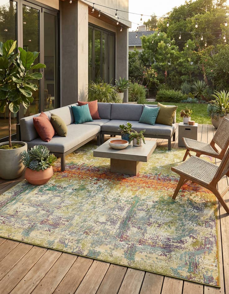Detail image of 10' x 12' 2  Washable Modern Indoor / Outdoor Rug