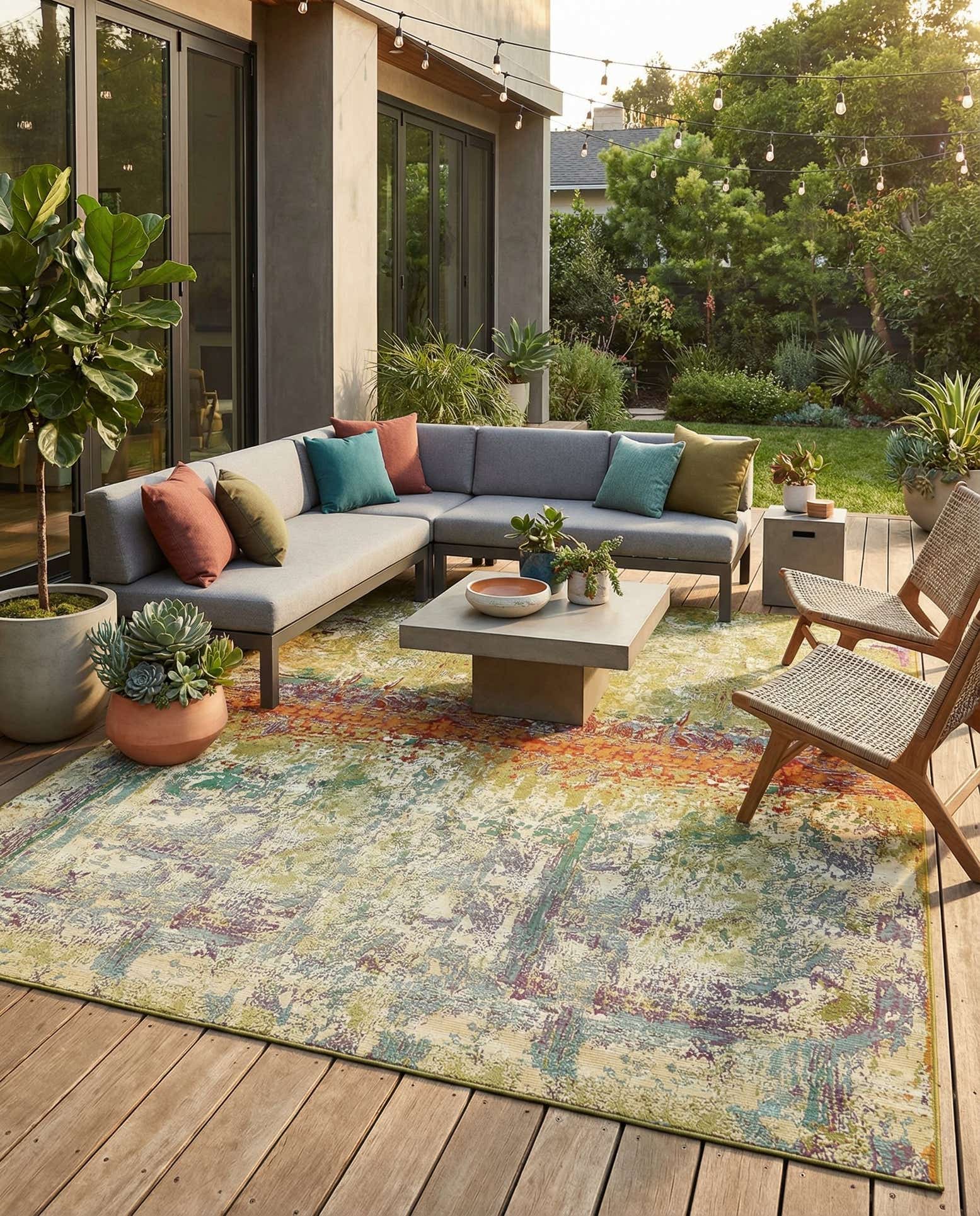 10' x 12' 2 Easy-Clean Modern Indoor / Outdoor Rug
