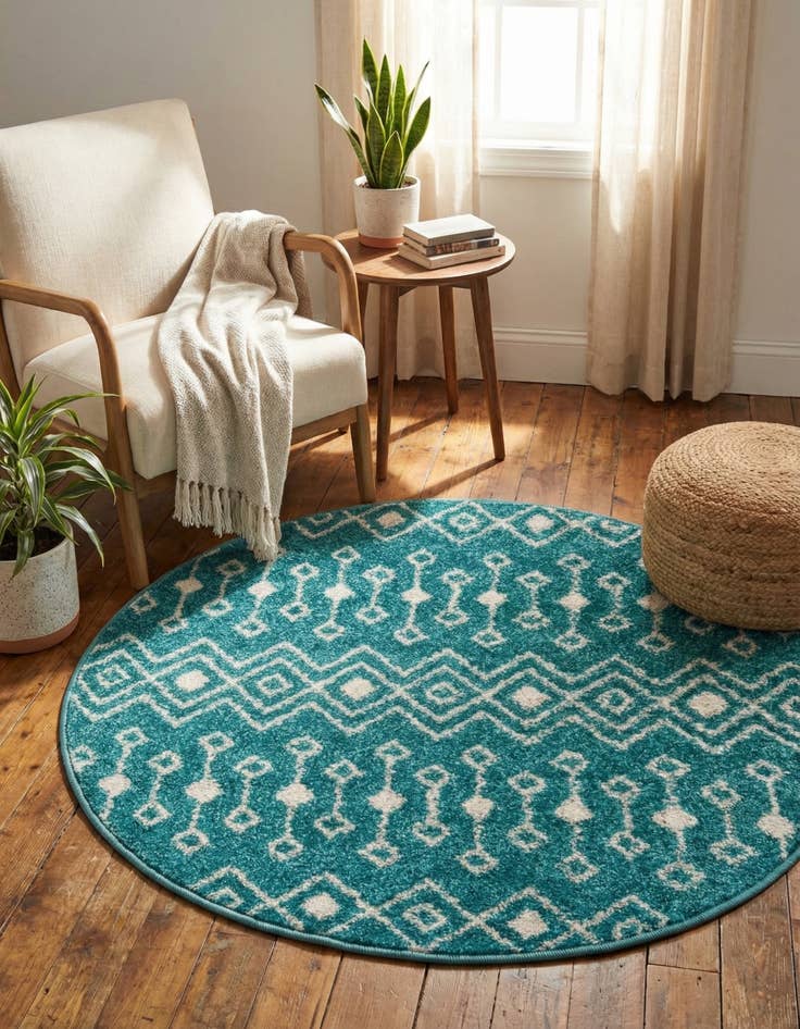 Detail image of  3' 3 x 3' 3 Moroccan Trellis Round Rug