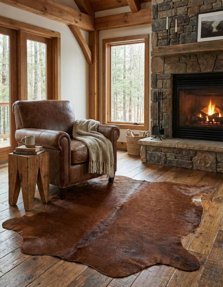 Detail image of 2' 2 x 2' 11 Cowhide Leather Rug