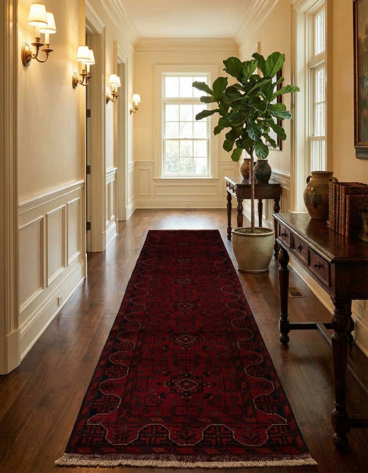 Detail image of 2' 7 x 9' 8  Hand Knotted Khal Mohammadi Wool Runner Rug