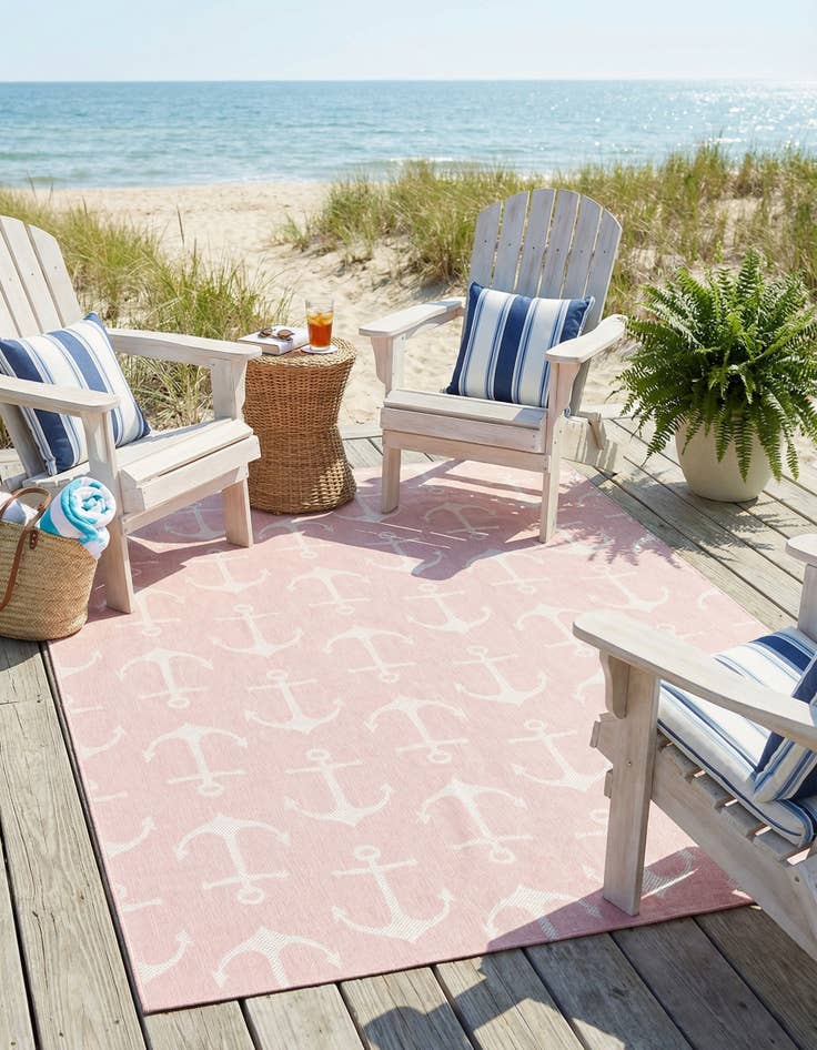 Detail image of 9' x 12'  Washable Coastal Indoor / Outdoor Rug