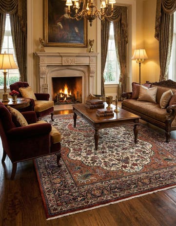 6' 7 x 9' 4 Hand Knotted Mashad Persian Wool Rug