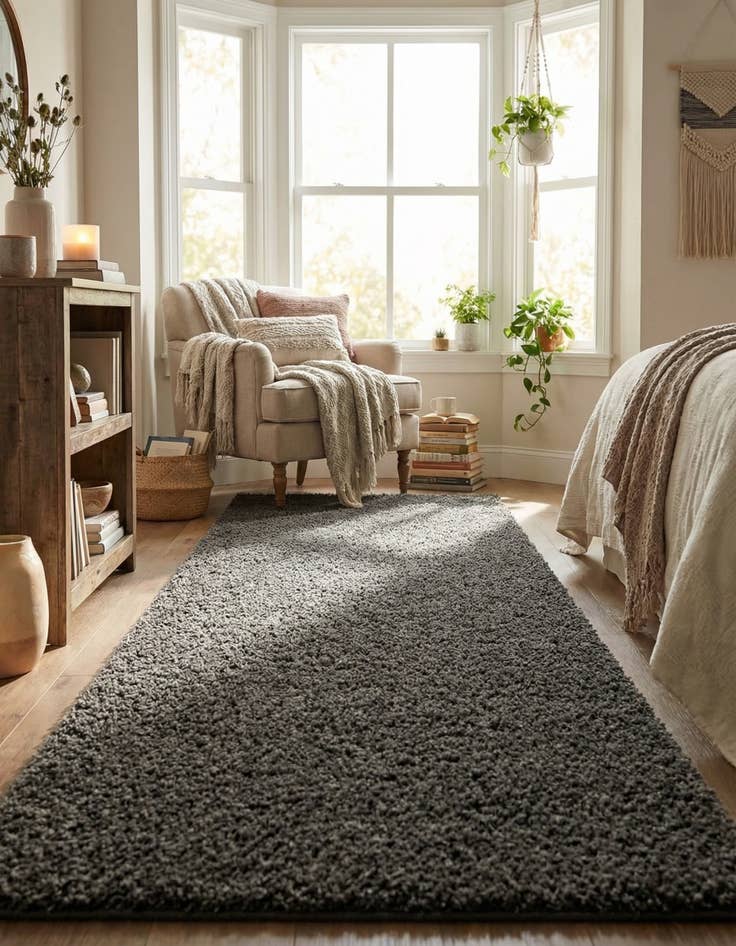 Detail image of  2' 7 x 13' Solid Shag Runner Rug