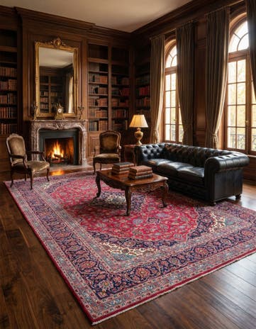 9' 8 x 13' Hand Knotted Mashad Persian Wool Rug
