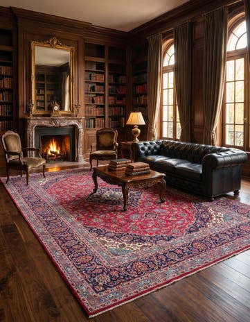 9' 8 x 13' Hand Knotted Mashad Persian Wool Rug