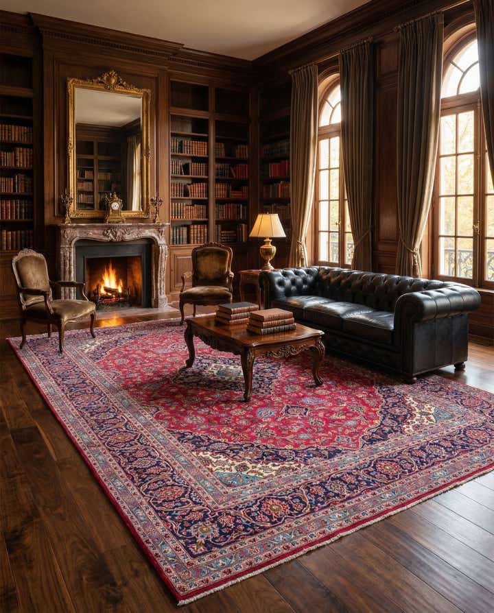 9' 8 x 13' Hand Knotted Mashad Persian Wool Rug