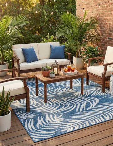 6' x 9' Easy-Clean Botanical Indoor / Outdoor Rug