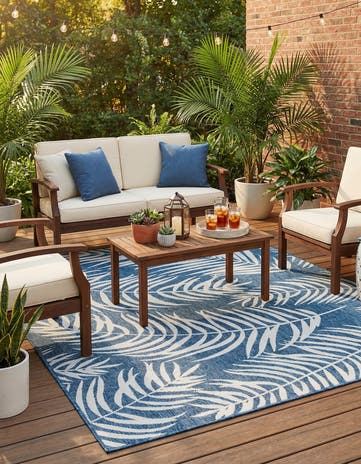 6' x 9' Easy-Clean Botanical Indoor / Outdoor Rug