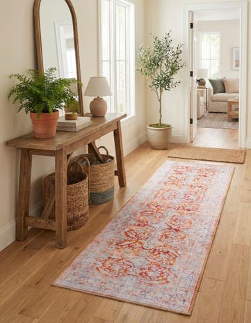 Rust Red Washable Timeless Runner Rug