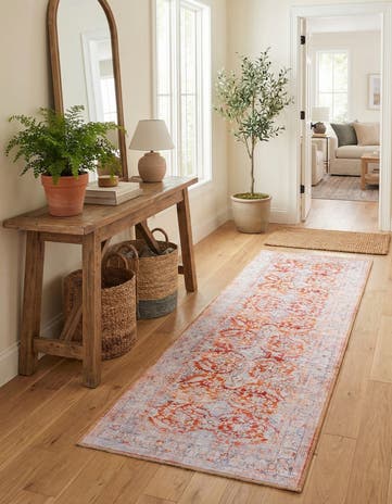 Rust Red Washable Timeless Runner Rug