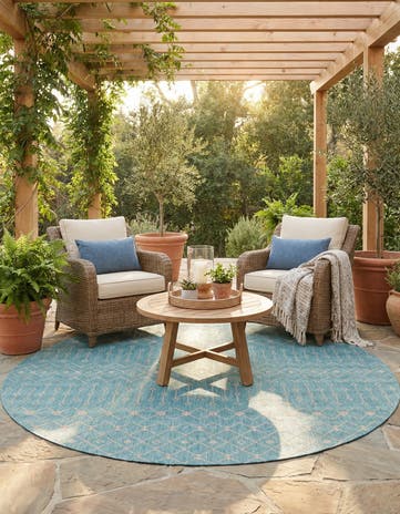 10' 8 x 10' 8 Easy-Clean Lattice Indoor / Outdoor Round Rug