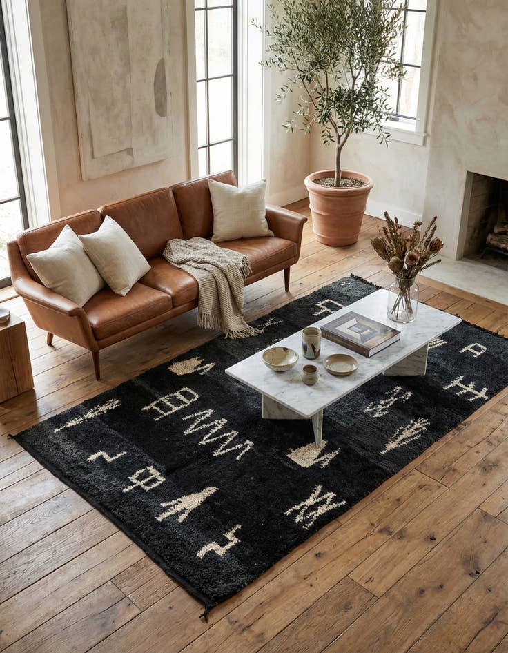 Detail image of 5' 2 x 8' 3  Hand Knotted Moroccan Wool Rug