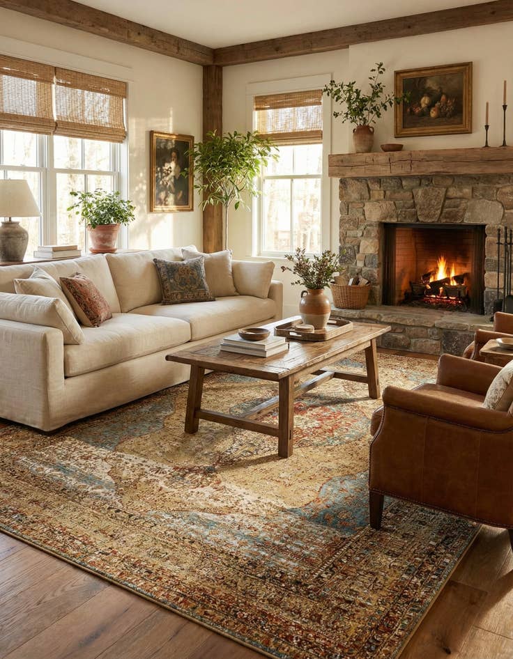 Detail image of 10' x 14'  Washable Traditional Indoor / Outdoor Rug