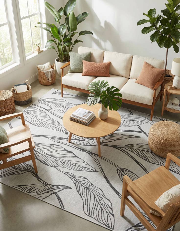 Detail image of  9' x 12'  Washable Botanical Indoor / Outdoor Rug