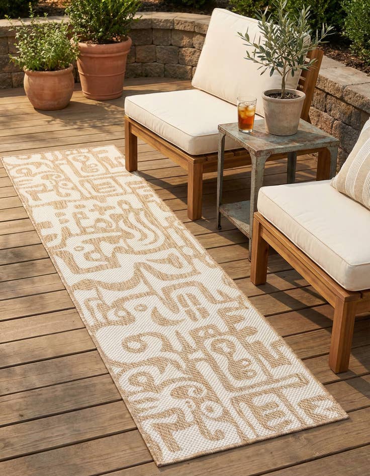 Detail image of 2' x 8'  Washable Modern Indoor / Outdoor Runner Rug