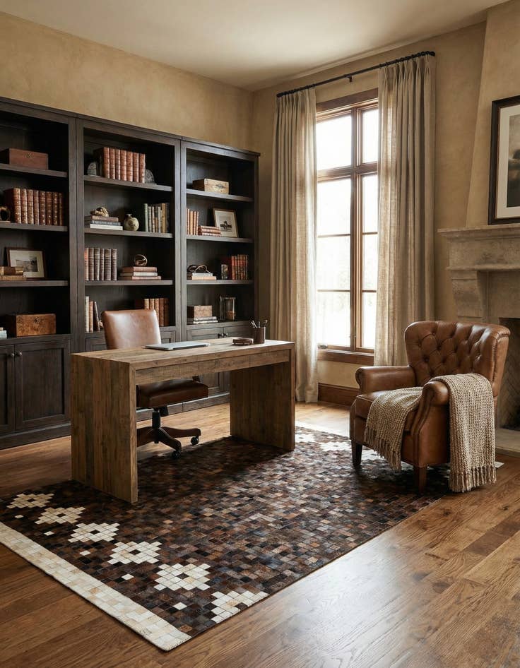 Detail image of 5' 2 x 8' Cowhide Stocks Rug