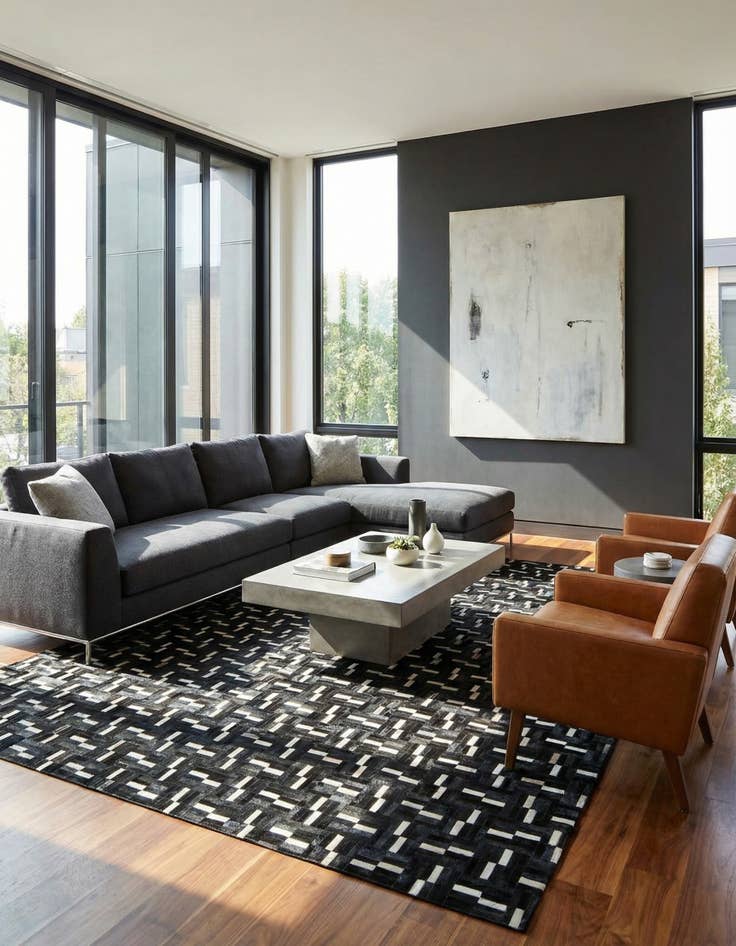 Detail image of 8' 1 x 10' Cowhide Leather Rug