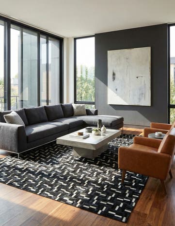 8' 1 x 10' Cowhide Leather Rug