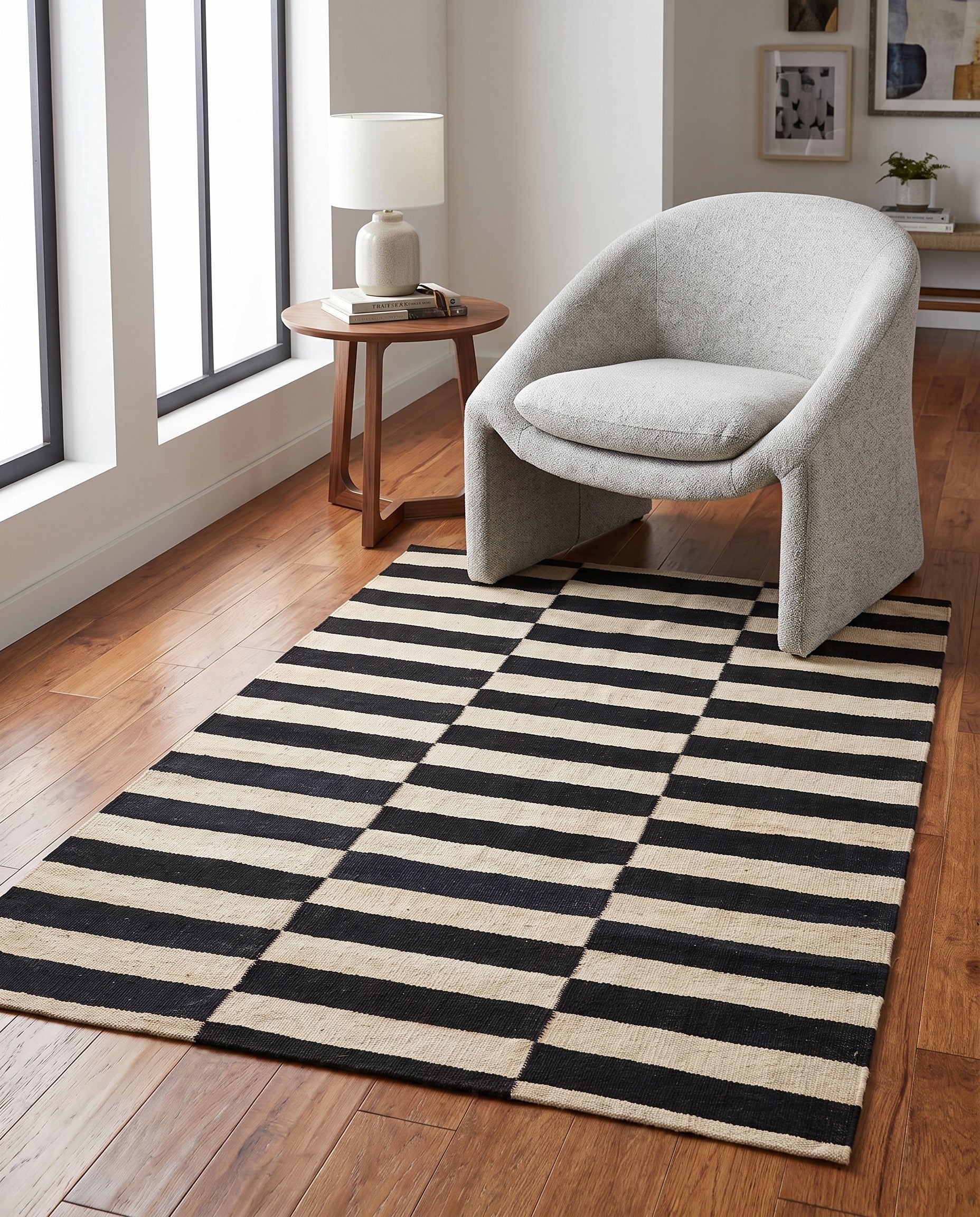 3' 5 x 4' 9 Hand Woven Kilim Modern Wool Rug