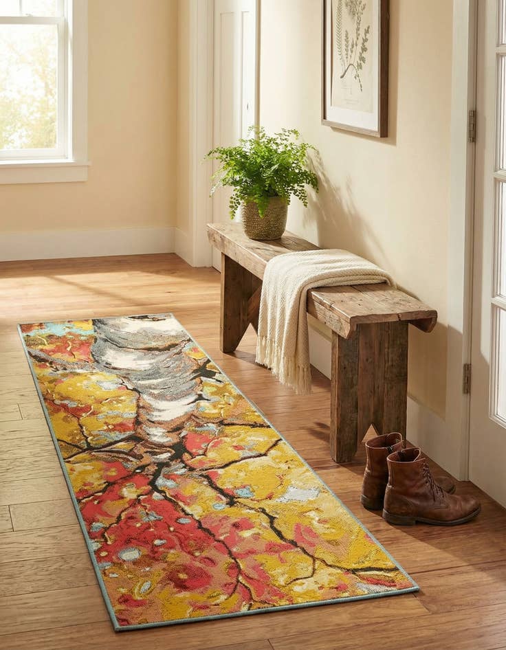 Detail image of  2' x 6' 1  Washable Botanical Indoor / Outdoor Runner Rug