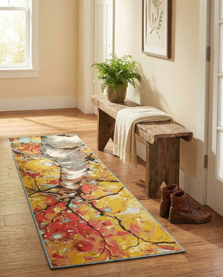 Detail image of 2' x 6' 1 Easy-Clean Botanical Indoor / Outdoor Runner Rug