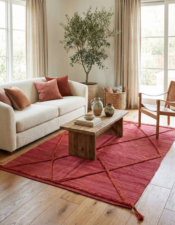 Detail image of 3' 4 x 4' 11  Hand Woven Kilim Modern Wool Rug