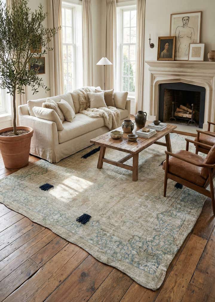 9' 2 x 12' 1 Hand Knotted Ultra Vintage Persian Wool Rug