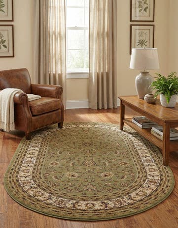 Green Aditi Oval Rug