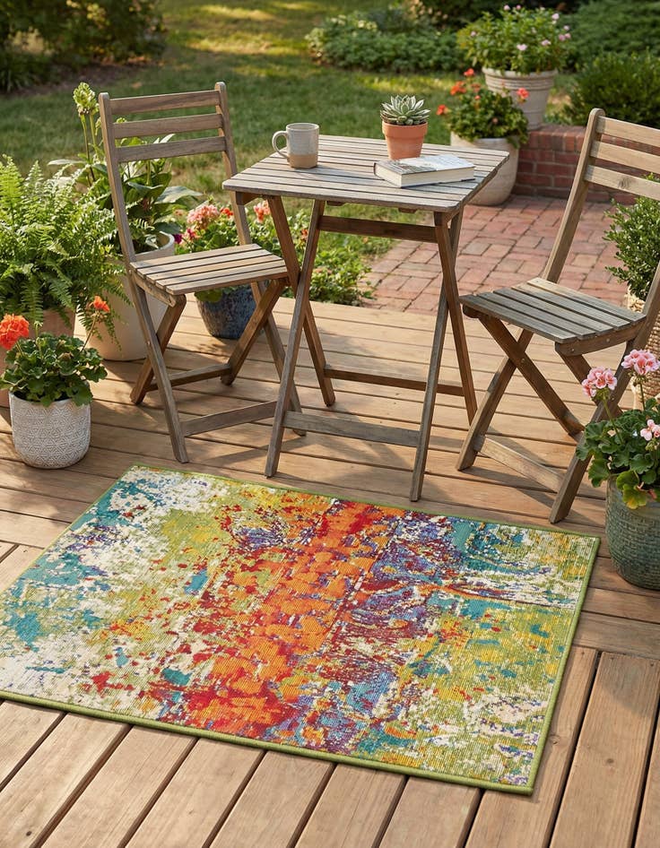 Detail image of 2' 2 x 3'  Washable Modern Indoor / Outdoor Rug