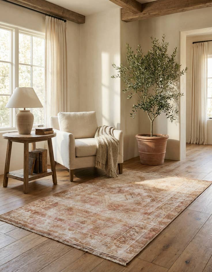 Detail image of  3' 6 x 5'  Hand Knotted Ultra Vintage Persian Wool Rug