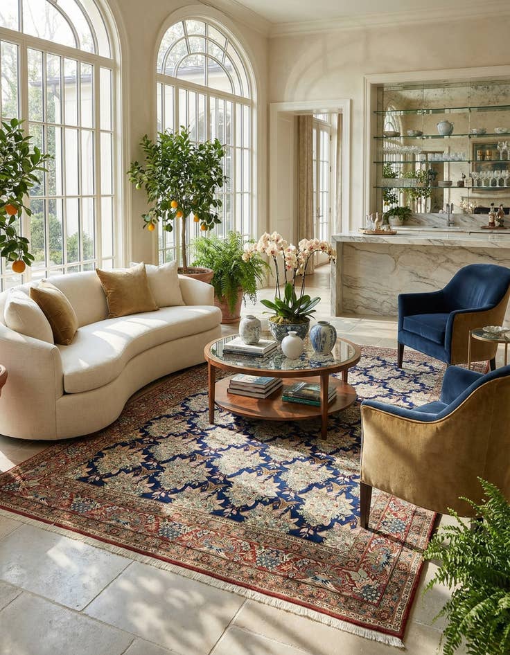 Detail image of 7' x 10' 8  Hand Knotted Kashan Persian Rug