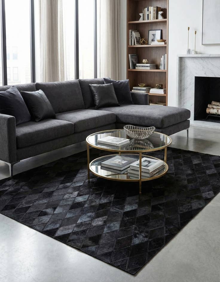 Detail image of  4' 7 x 6' 5 Cowhide Stocks Rug