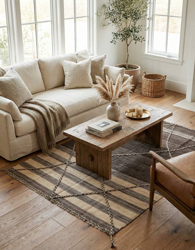 Detail image of 4' 2 x 6'  Hand Woven Kilim Modern Wool Rug