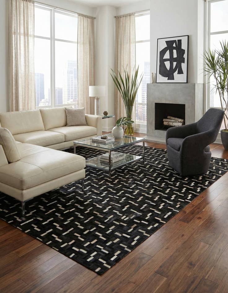 Detail image of 7' 8 x 9' 10 Cowhide Leather Rug