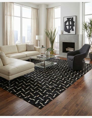 7' 8 x 9' 10 Cowhide Leather Rug