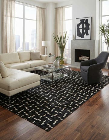 7' 8 x 9' 10 Cowhide Leather Rug