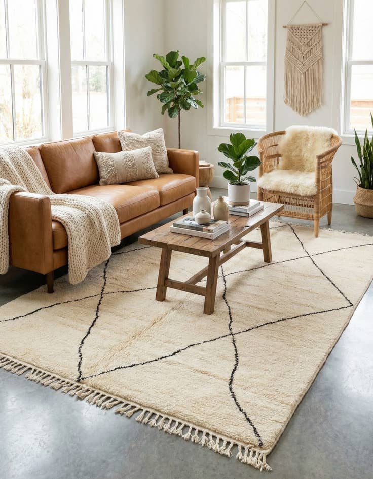 Detail image of 6' 7 x 9' 5  Hand Knotted Moroccan Wool Rug