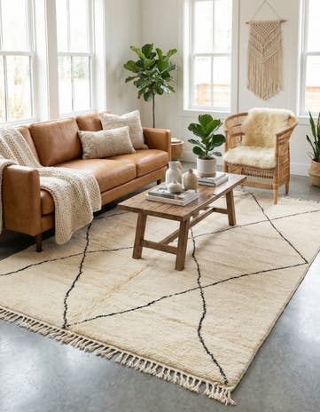 6' 7 x 9' 5 Hand Knotted Moroccan Wool Rug