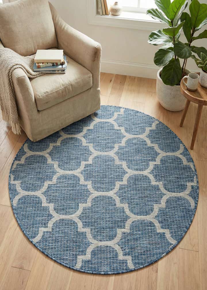 4' x 4' Easy-Clean Trellis Indoor / Outdoor Round Rug