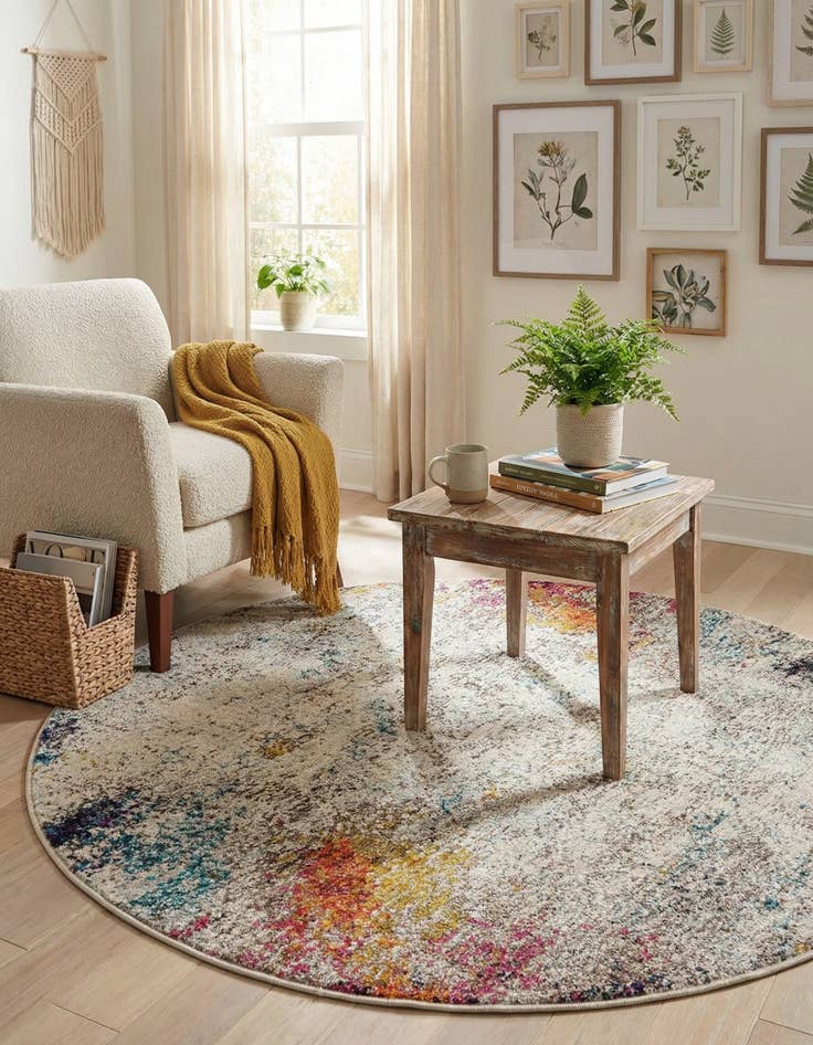 Detail image of  3' 3 x 3' 3  Washable Theia Round Rug