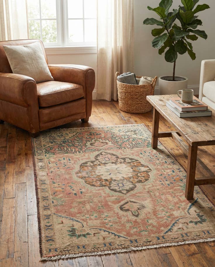 Detail image of 3' 4 x 5' Hand Knotted Ultra Vintage Persian Wool Rug