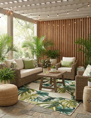 10' x 12' Easy-Clean Botanical Indoor / Outdoor Rug