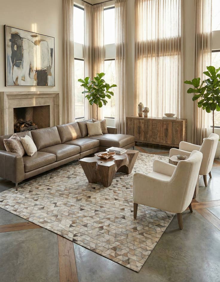 Detail image of  4' 11 x 7' 11 Cowhide - Patchwork Rug