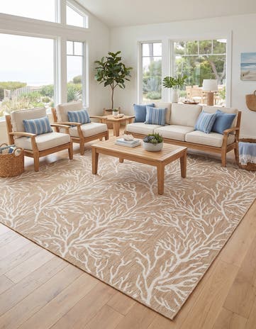 12' x 12' Easy-Clean Coastal Indoor / Outdoor Square Rug
