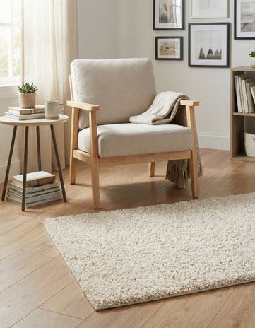 Ivory Solid Frieze Rug