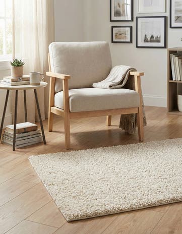 Ivory Solid Frieze Rug