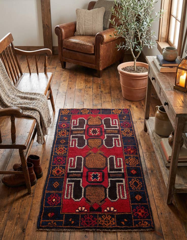 Detail image of 2' 10 x 4' 9  Hand Knotted Balouch Persian Wool Rug