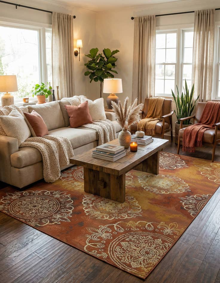 Detail image of 8' x 11' 4  Washable Modern Indoor / Outdoor Rug